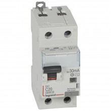 Автоматический выключатель дифференциального тока DX³ 6000, 10 кА, тип характеристики С, 1П+Н, 230 В~, 25 А, тип AС, 30 мА, 2 модуля, артикул 411004  Legrand