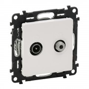 Valena LIFE.Розетка проходная TVSAT 1,5дБ/14дБ, диапазоны 5862МГц/9502400 МГц.С лицевой панелью.Белая, артикул 753463