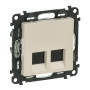 Valena LIFE.Информационная розетка двойная RJ45 Кат.6 UTP.С лицевой панелью.Слоновая кость, артикул 753543