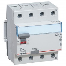 Выключатель дифференциального тока TX³, 4П, 63 А, тип AC, 300 мА, 4 модуля, артикул 403044  Legrand