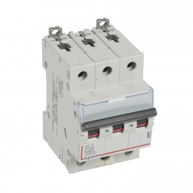 Автоматический выключатель DX³-E 6000, 6 кА, тип характеристики C, 3П, 230/400 В~, 20 А, 3 модуля, артикул 407292  Legrand