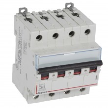 Автоматический выключатель DX³-E 6000, 6 кА, тип характеристики C, 4П, 230/400 В~, 63 А, 4 модуля, артикул 407311  Legrand