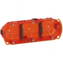 Batibox Коробка монтажная повышенной прочности 3-ная, диаметр 67 мм, глубина 40мм, оранжевая, артикул 080103