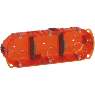 Batibox Коробка монтажная повышенной прочности 3-ная, диаметр 67 мм, глубина 40мм, оранжевая, артикул 080103