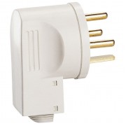 Вилка пластиковая 3К+З - 20 А - выход кабеля сбоку - слоновая кость, артикул 055155