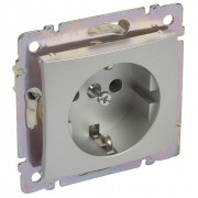 Розетка Legrand VALENA CLASSIC, скрытый монтаж, с заземлением, алюминий, артикул 770183