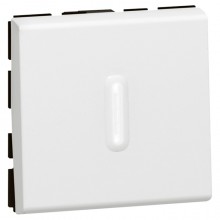 Переключатель 1-клавишный кнопочный Legrand MOSAIC, с подсветкой, скрытый монтаж, артикул 077042