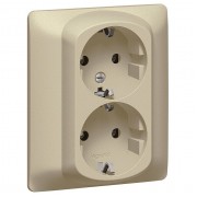 Розетка двухместная Legrand GALEA LIFE, скрытый монтаж, с заземлением, со шторками, титан, артикул 771431