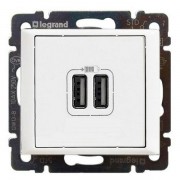 Розетка 2xUSB Legrand VALENA DIY, белый, 694370