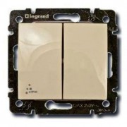 Переключатель 2-клавишный Legrand VALENA CLASSIC, скрытый монтаж, слоновая кость, артикул 774198