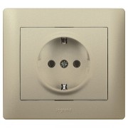 Розетка Legrand GALEA LIFE, скрытый монтаж, с заземлением, со шторками, титан, артикул 771463