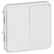 Переключатель 2-клавишный Legrand PLEXO 55, скрытый монтаж, белый, артикул 070726