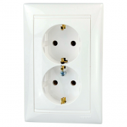 Розетка двухместная Legrand VALENA DIY, скрытый монтаж, с заземлением, белый, 694272