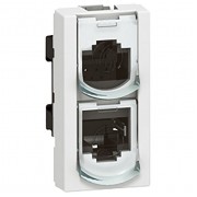 Розетка 2xRJ45 Cat.5 Legrand MOSAIC, белый, артикул 076536