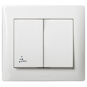 Выключатель 2-клавишный Legrand GALEA LIFE, скрытый монтаж, белый, артикул 771021