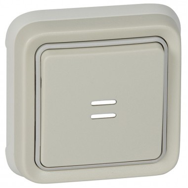 Выключатель 1-клавишный кнопочный Legrand PLEXO 55, с подсветкой, скрытый монтаж, белый, артикул 069861