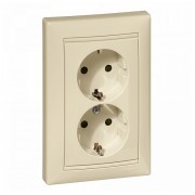 Розетка двухместная Legrand VALENA DIY, скрытый монтаж, с заземлением, слоновая кость, 695644
