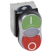Кнопка двойная Legrand Osmoz 22.3 мм, 230В, IP66, Зеленый, артикул 023767