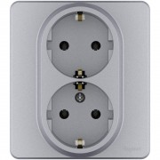 Розетка 2 x 2К+З - немецкий стандарт - 16 А - 250 В~ - INSPIRIA - алюминий, 673752